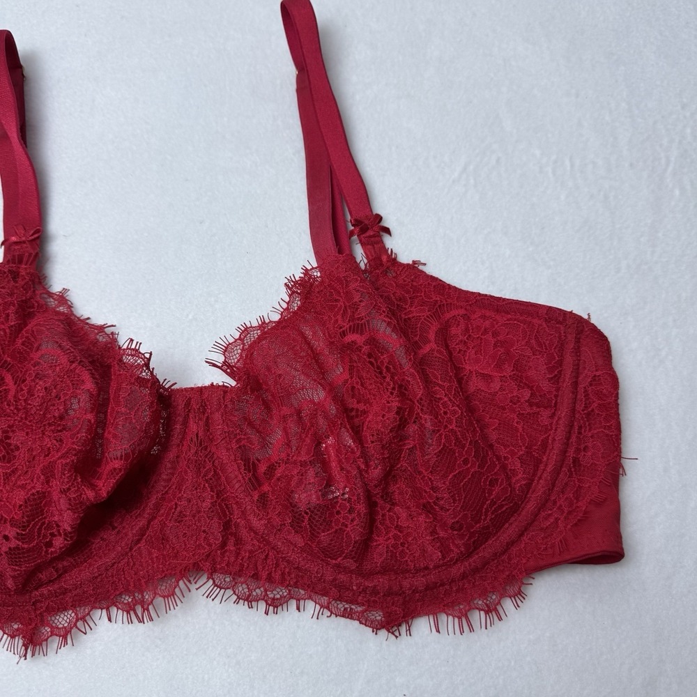 Victoria's Secret Dream Angels Push Up Without Padding Red Lace 36D Adjustable - Picture 4 of 10